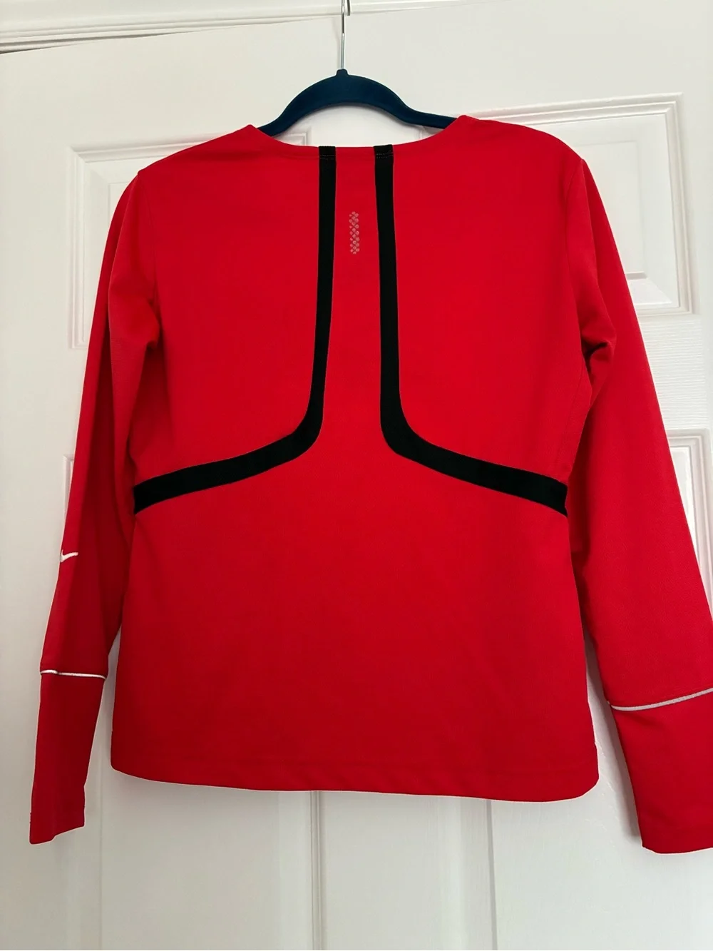 Nike Red Long-Sleeve Pullover Sweatshirt with Black Trim